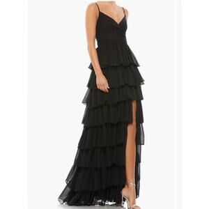 mac duggal tierd ruffle Empire waist chiffon gown size 10 (new)